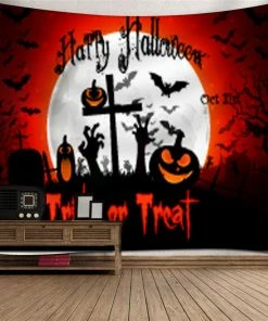 Pastee Ky Store 2018 Hot Halloween Decoration Tapestry Halloween Moon Pumpkin Tapestry Room Bedspread Wall Art Hanging Home Decor Grand @40