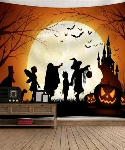 Pastee Ky Store 2018 Hot Halloween Decoration Tapestry Halloween Moon Pumpkin Tapestry Room Bedspread Wall Art Hanging Home Decor Grand @40