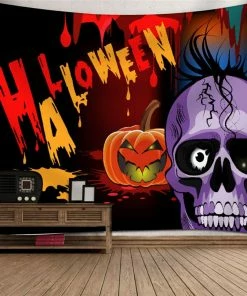 Pastee Ky Store 2018 Hot Halloween Decoration Tapestry Halloween Moon Pumpkin Tapestry Room Bedspread Wall Art Hanging Home Decor Grand @40