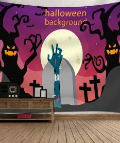 Pastee Ky Store 2018 Hot Halloween Decoration Tapestry Halloween Moon Pumpkin Tapestry Room Bedspread Wall Art Hanging Home Decor Grand @40