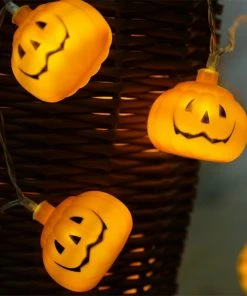 Lehu Store 2018 New 1 Set Pumpkin 10 LED String Lights Halloween Decoration Lights Warm White Halloween Home Decoration Accessorie