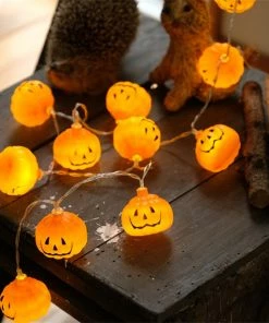 Lehu Store 2018 New 1 Set Pumpkin 10 LED String Lights Halloween Decoration Lights Warm White Halloween Home Decoration Accessorie