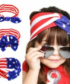 Headband Accessories Store 2018 New 1PCS America Rabbit Ears 4th Of July Flag Elastic Bow Headband Twist Turban For Kids Girls Head Band Hair Accessories
