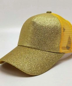 Onlineamericanstore 2018 Glitter CC Paardenstaart Baseball Cap Rommelige Knot Zomer Mesh Caps Voor Vrouwen Pailletten Shine Snapback Hoeden Hiphop Trucker Dad Hoed Accessories