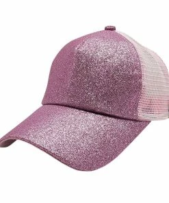Onlineamericanstore 2018 Glitter CC Paardenstaart Baseball Cap Rommelige Knot Zomer Mesh Caps Voor Vrouwen Pailletten Shine Snapback Hoeden Hiphop Trucker Dad Hoed Accessories