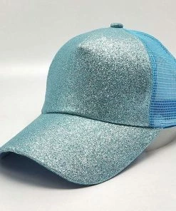 Onlineamericanstore 2018 Glitter CC Paardenstaart Baseball Cap Rommelige Knot Zomer Mesh Caps Voor Vrouwen Pailletten Shine Snapback Hoeden Hiphop Trucker Dad Hoed Accessories