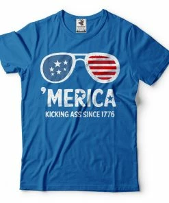Onlineamericanstore 2019 4th Of July T-shirt 'Merica Kicking Ass Since 1776 Patriotic Shirt USA T-shirt Mens Clothing