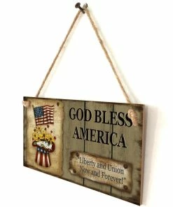 Onlineamericanstore 2019 American 4th Of July Independence Day Wooden Plaque Sign God Bless America Decoracion De Fiestas Y Eventos Decoration Patriotic Theme Party Supplies