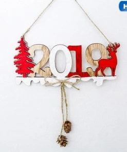 The American Store 2019 Christmas New Year Door Decoration Hanging Pendant Christmas Ornaments Wooden Hanging Elk Christmas Tree Pendant New Year Collection