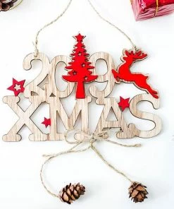 The American Store 2019 Christmas New Year Door Decoration Hanging Pendant Christmas Ornaments Wooden Hanging Elk Christmas Tree Pendant New Year Collection