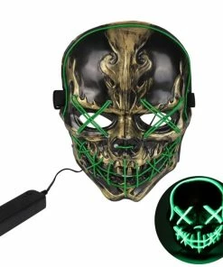 D-Dreaming Store 2019 New Halloween Mask LED Mask Light Up Party Masks Neon Maska Cosplay Mascara Horror Mascarillas Glow In Dark Masque