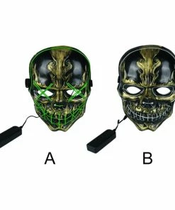D-Dreaming Store 2019 New Halloween Mask LED Mask Light Up Party Masks Neon Maska Cosplay Mascara Horror Mascarillas Glow In Dark Masque