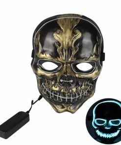 D-Dreaming Store 2019 New Halloween Mask LED Mask Light Up Party Masks Neon Maska Cosplay Mascara Horror Mascarillas Glow In Dark Masque
