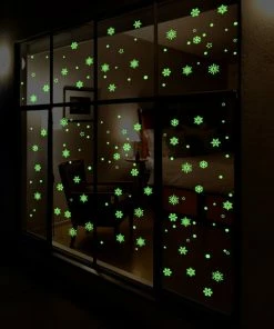 The American Store 2019 New Year Merry Christmas Decorations For Home Luminous Snowflake Background Decorative Sticker Removable Navidad Natal