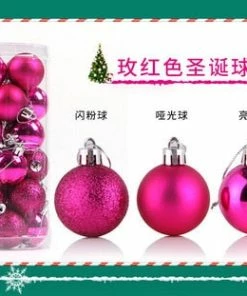 ETya Shop Store 24 Pcs/Set Glitter Chic Christmas Tree Ball Baubles Xmas Party Wedding Hanging Ornament Christmas Decoration For Home Market