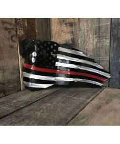 The American Store 24" Red Line Distressed Flag For Firefighters Flags & Banner
