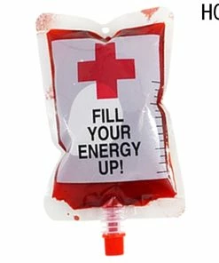 Jennifer's Commodity Store Halloween Prop 250ml Transparent Clear Medical PVC Material Reusable Blood Energy Drink Bag Halloween Vampire Pouch Props Freeshipping