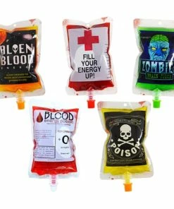 Jennifer's Commodity Store Halloween Prop 250ml Transparent Clear Medical PVC Material Reusable Blood Energy Drink Bag Halloween Vampire Pouch Props Freeshipping