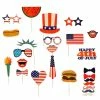 The American Store Patriotic Theme Party Supplies 25PCS Photo Booth Props For Independence Day Beards Lips Flag 4th Of July Photo Props Party Favors