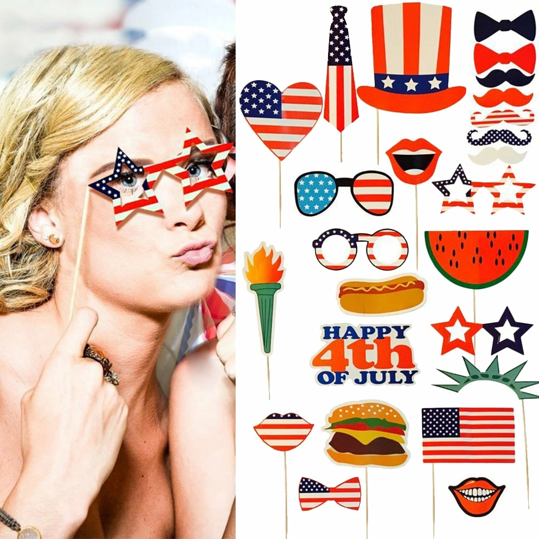 The American Store Patriotic Theme Party Supplies 25PCS Photo Booth Props For Independence Day Beards Lips Flag 4th Of July Photo Props Party Favors 4 The American Store Patriotic Theme Party Supplies 25PCS Photo Booth Props For Independence Day Beards Lips Flag 4th Of July Photo Props Party Favors