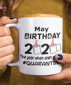 Onlineamericanstore Quaranitine Birthday Gifts May Birthday Mug, Quarantine Mug, Quarantine Birthday, Face Mask, First Quarantine Birthday, Cotton Mask, Reusable Mask, Caution Party