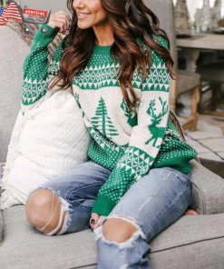The American Store Buy Best Christmas Gift | Ugly Knitted Casual Long Sleeve | O Neck Deer Sweater For Women