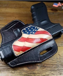 Onlineamericanstore Military Clothing & Accessories Custom Leather Holster With American Flag Theme For Full Size Glock