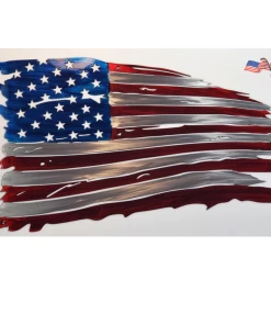 Onlineamericanstore Metal American Flag - Tattered American Flag- US- USA - Metal Wall Art - Wall Art