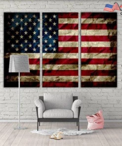 The American Store Concealment Flags American Rustic Patriotic 3 Panel US Flag | Deployment Gift For Firefighter And Police Officers