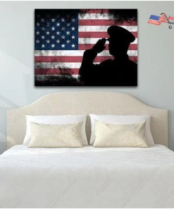 Onlineamericanstore The Army Rangers Saluting Military Art - Patriotic Rustic American Flag Wall Art Army Wall Decor- US Marines Navy Seals Wall Decor & Art