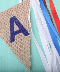 Onlineamericanstore 2M USA Burlap Pennant Bunting Banner Hanging Decor For American National Day Forth Of July Independence Day