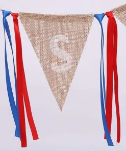 Onlineamericanstore 2M USA Burlap Pennant Bunting Banner Hanging Decor For American National Day Forth Of July Independence Day