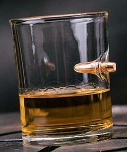 Lucky Shot .308 Real Bullet Hand-blown Whiskey Glass