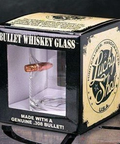 Lucky Shot .308 Real Bullet Hand-blown Whiskey Glass