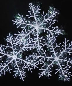 Condi Craftdiy Store 30pcs/lot New Arrival 11cm Christmas Ornament White Plastic Christmas Snowflake Tree Window Christmas Decorations For Home