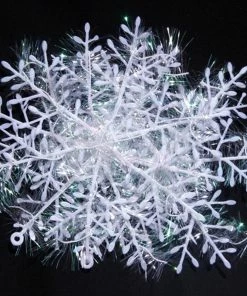Condi Craftdiy Store 30pcs/lot New Arrival 11cm Christmas Ornament White Plastic Christmas Snowflake Tree Window Christmas Decorations For Home