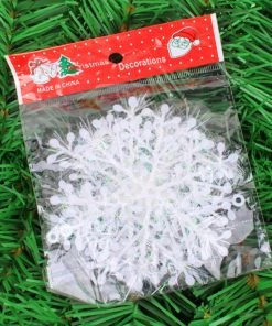 Condi Craftdiy Store 30pcs/lot New Arrival 11cm Christmas Ornament White Plastic Christmas Snowflake Tree Window Christmas Decorations For Home