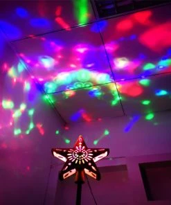 Nine Suns Store Christmas Decorations 3D Hollow Star Christmas Tree Top Rotatable LED Snowflake Projector Lights Enhance Holiday Atmosphere Decor
