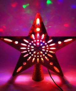 Nine Suns Store Christmas Decorations 3D Hollow Star Christmas Tree Top Rotatable LED Snowflake Projector Lights Enhance Holiday Atmosphere Decor