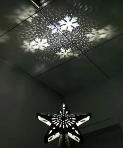Nine Suns Store Christmas Decorations 3D Hollow Star Christmas Tree Top Rotatable LED Snowflake Projector Lights Enhance Holiday Atmosphere Decor