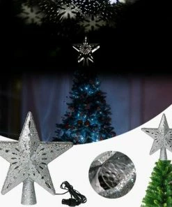 Nine Suns Store Christmas Decorations 3D Hollow Star Christmas Tree Top Rotatable LED Snowflake Projector Lights Enhance Holiday Atmosphere Decor