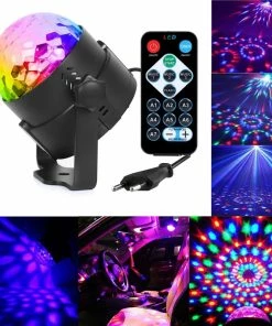 LightUp Store Laser Christmas Lights 3W Mini RGB Crystal Magic Ball Sound Activated Disco Ball Stage Lamp Lumiere Christmas Laser Projector Dj Club Party Light Show