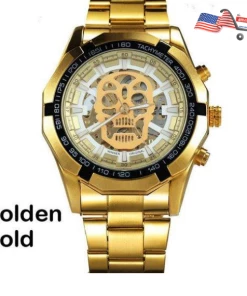 Onlineamericanstore Skeleton Steampunk Auto Mechanical Mens Watch - Best Fathers Day Gift, Husband Gift, Boyfriend Gift, Anniversary Gift, Free Shipping Halloween Jewelry