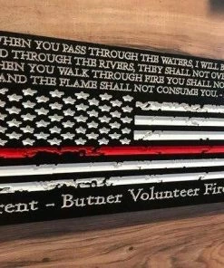 The American Store American Flag Christmas Custom Sign | Rustic Home Decor For Firefighter Personalized Gift Concealment Flags