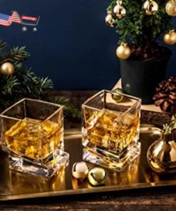 The American Store JoyJolt Carre Square Old Fashioned Scotch & Ultra Clear Whiskey Glasses For Bourbon & Liquor Set Of 2 Glassware