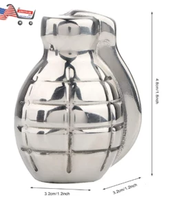 The American Store Whiskey Stone Grenade Shaped Stainless Steel With Storage Bag