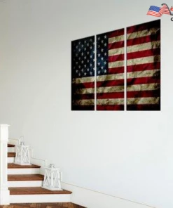 The American Store Concealment Flags American Rustic Patriotic 3 Panel US Flag | Deployment Gift For Firefighter And Police Officers