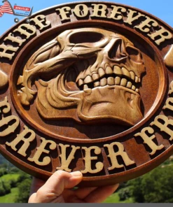 The American Store Accessories Harley Davidson Logo Bike American Patriot Motorcycle Wooden Carved Coat Of Arms Wood Picture Plaques Decor Wall Hanging Gift Home Decor