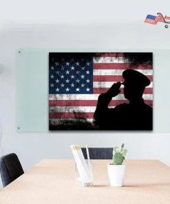Onlineamericanstore The Army Rangers Saluting Military Art - Patriotic Rustic American Flag Wall Art Army Wall Decor- US Marines Navy Seals Wall Decor & Art