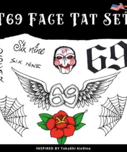 The American Store T69 Face Tattoo Set Inspired By Tekashi 6ix9ine | Halloween Face Tattoos 7 The American Store T69 Face Tattoo Set Inspired By Tekashi 6ix9ine | Halloween Face Tattoos